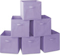 Casafield Set of 6 Collapsible Fabric Cube Storage Bins, Lavender - 13" Foldable Cloth Baskets for Shelves, Cubby Organizers 