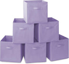 Casafield Set of 6 Collapsible Fabric Cube Storage Bins, Lavender - 13" Foldable Cloth Baskets for Shelves, Cubby Organizers 