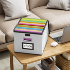 Huolewa Portable Leather File Organizer Boxes with Lids, Office Document Boxes Organizer, Filing Boxes, Decorative Small File