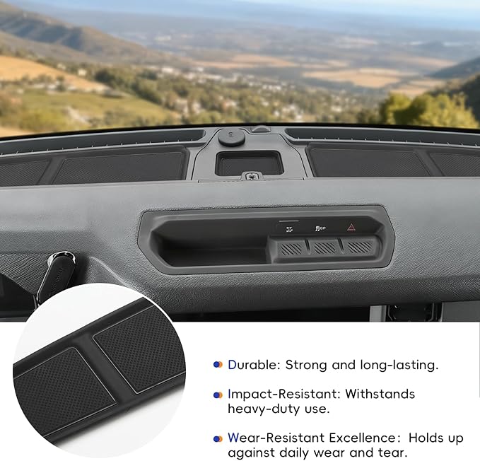 Auovo Dash Cover Tray Compatible with Ford Bronco Accessories 2024 2025 2026 Bronco Anti-Slip Silicone Car Dashboard Compartm