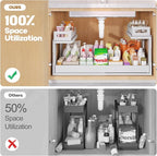 1 Pack-19"-32"W Expandable Under Sink Organizer With Upgrade Ball-Bearing Slide,2-Tier Pull Out Under Cabinet Organizer Heigh