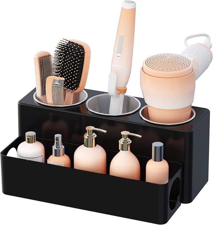 Lifewit Hair Tool Organizer Countertop, Removable Blow Dryer Holder for Bathroom, Acrylic Hot Tools Organizer Storage for Cur