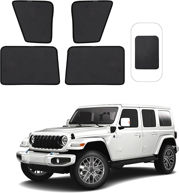 Front Side Half Window Shade Foldable Custom Fit for 2018-2025 Je-ep Wrangler JL Car Window Shades for Side Window Sun Shade UV Protection Heat Insulation for Camping Sleeping 4PCS