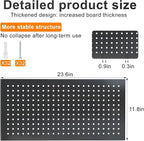 4 Pack Metal Pegboard Panels 24" x 12" Black Heavy Duty Steel Pegboard Wall Organizer, Garage Utility Tools Pegboard Storage 