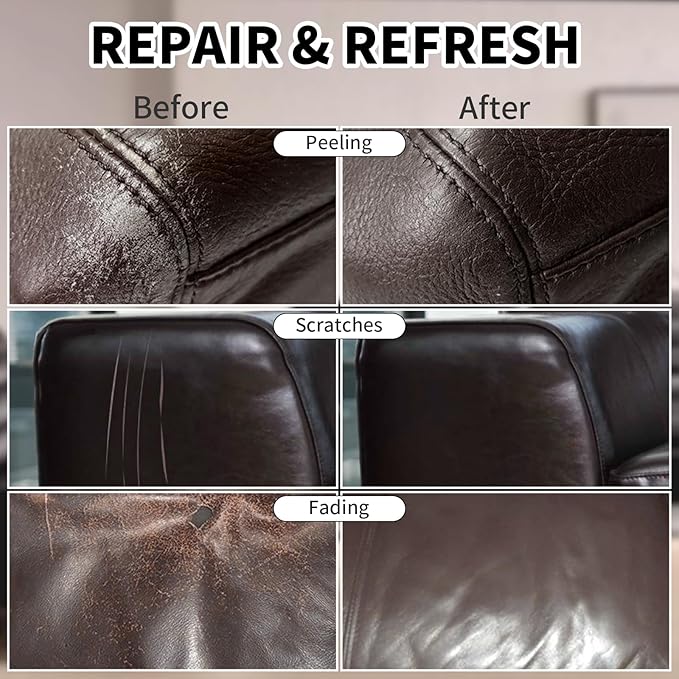 Leather Recoloring Balm,8.5oz Leather Color Restorer,Dark Brown Leather Repair kit for Furniture and Car Interior,Leather Cou