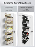 Yecaye 2 Pc Over the Door Organizer with 5 Bins 10 Side Pockets, 44lbs Load Hanging Bathroom and Bedroom Organizer, behind th