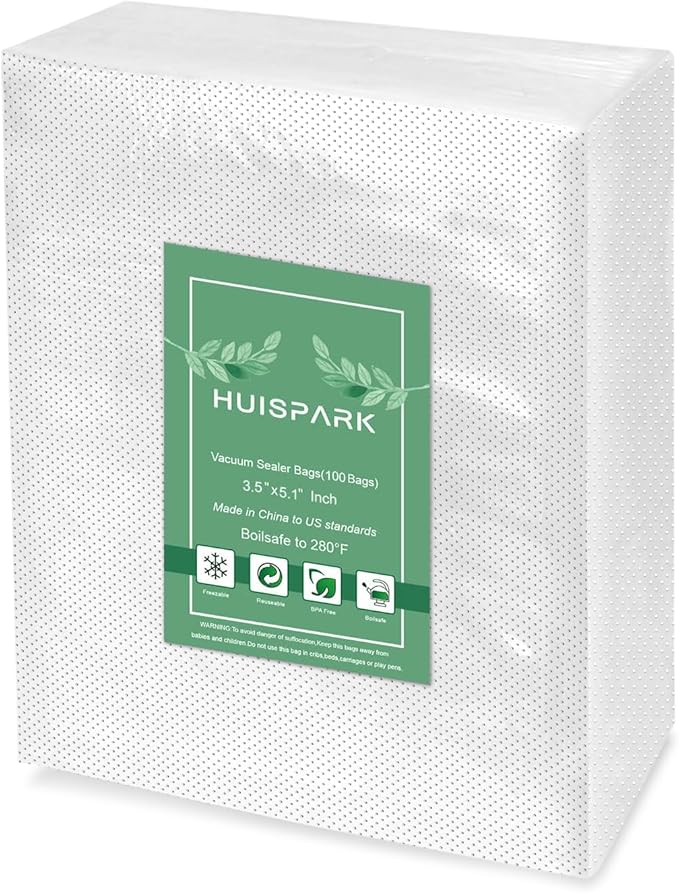 Vacuum Sealer Bags, Food Vacuum Sealer Bag, 100Pcs 3.5" x 5.1" Smell Proof Bags, Heavy Duty, Puncture Prevention, Boilsafe, F