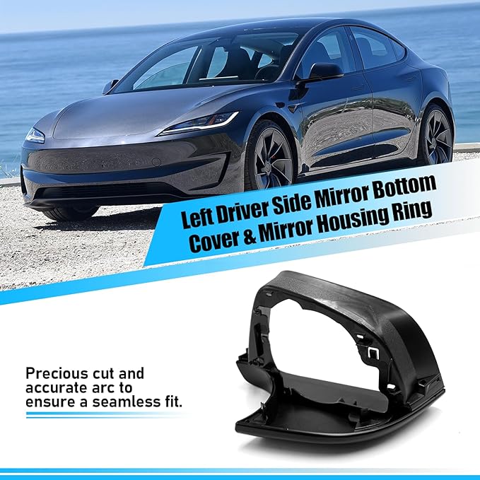 Jaronx Compatible with Tesla Model 3 Mirror Bottom Cover & Housing Frame 2017-2025, Left Driver Side Rearview Mirror Cover Bracket Lower Base & Frame Housing Replacement for Tesla Model 3
