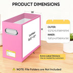 BALEINE File Organizer Box, Cardboard File Folder Organizer with Handle for Letter Size, Portable Collapsible Hanging Filing 