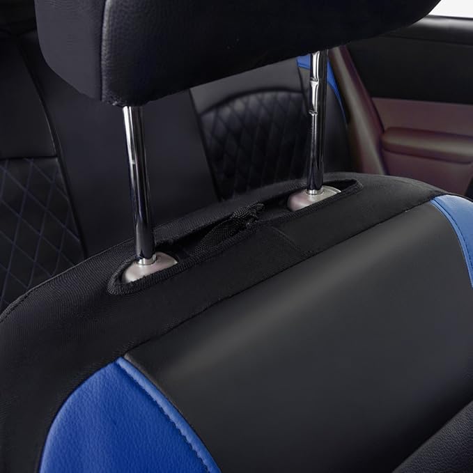 Universal Deluxe Pu Luxury Vinyl Faux Leather Car Seat Covers Two Front 6 Pieces Airbag Compatible Fit for Cars SUV Vehicles 