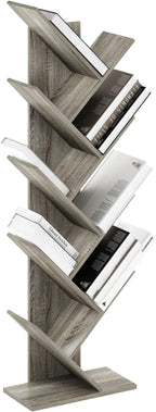 Furinno TREE Book Shelf, 9-Tier Bookshelf, Tree Bookcase with Angled Open Shelf, 8.4 x 15.7 x 50.9, for Room Decor, for Livin