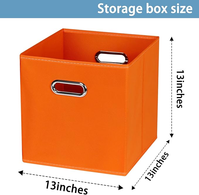 Black Fabric Cubby Storage Bins,13x13x13 Inches ,Cube Organizer Bin Foldable Storage Boxes with Dual Handles Fabric Organizer