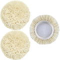 3 PCS Wool Buffing Polishing Pads 3 Inch, Natural Wool Cutting Pads with Hook and Loop Backing Compound & Polishing for Automotive Car Boats Glass Furniture Repair