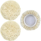 3 PCS Wool Buffing Polishing Pads 3 Inch, Natural Wool Cutting Pads with Hook and Loop Backing Compound & Polishing for Automotive Car Boats Glass Furniture Repair