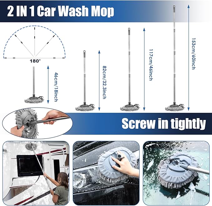 Viewsun 21Pcs Car Cleaning Kit with High Power Handheld Vacuum, Car Wash Mop with Long Handle, Bucket, Detailing Brush Set, W