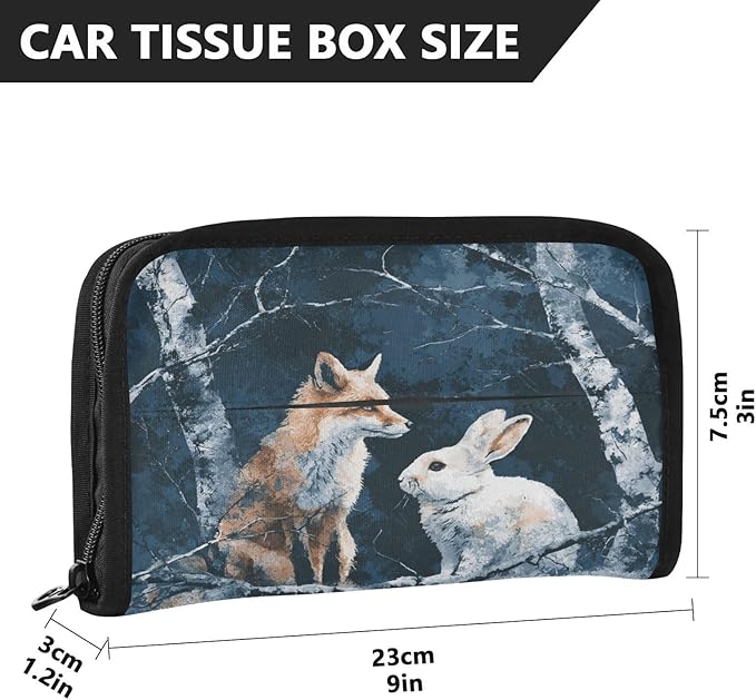 Car Tissue Holder Car Visor Organizer Tissue Box Holder for Car Sun Visor Organizer with Car Vehicle Accessories Essentials Interior for Women Men Fox Bunny Night Forest Blue