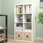 CTESNE【2026 Wooden Thick Frame 8 Cube Storage Organizer Shelf with Anti-Tipping Kits + Reversible Open Back Bookcase, Horizon