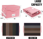 DocSafe Fireproof Document Box with Lock,File Storage Organizer with Zipper Pockets,Collapsible Portable File Box Home Office