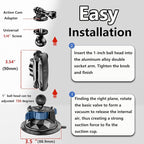 Camera Suction Cup Mount with Ball Head Magic Arm, Twist-Lock Composite Suction Cup Mount on Car Boat Windshield Window with 1/4"-20 Threaded for Action Camera/Camcorder/Phone Holder