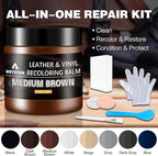 Leather Recoloring Balm - Medium Brown Leather Repair Kit for Furniture, Dye, Recolor, Renew, Repair & Restore Aged, Faded, C