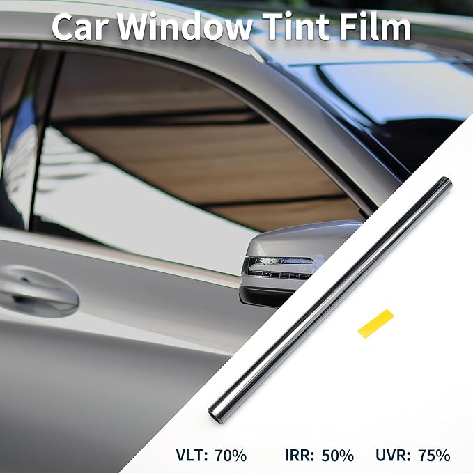 Motoforti Nano Ceramic Car Window Tint Film VLT 70% IRR 50% UVR 75% Gray 5ft x 30inch Privacy Film 2mil PET 1 Pc