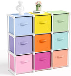 9 Cube Storage Organizer with Shelf Back to School Boxes 11 Inch Toy Storage Bins Closet Organizers Drawers Fabric Dresser fo