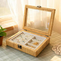 Jewelry Box for Women, Boho Rattan Jewelry Organizer Box for Storage Earrings Rings Necklace Bracelet, Farmhouse Jewelry Boxe