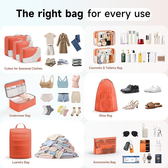 11 Set / 9 Set Packing Cubes for Travel,Gifts for Women Mom Kids,TSA Approved Bags for Makeup, Cosmetic, Toiletry, Organizers
