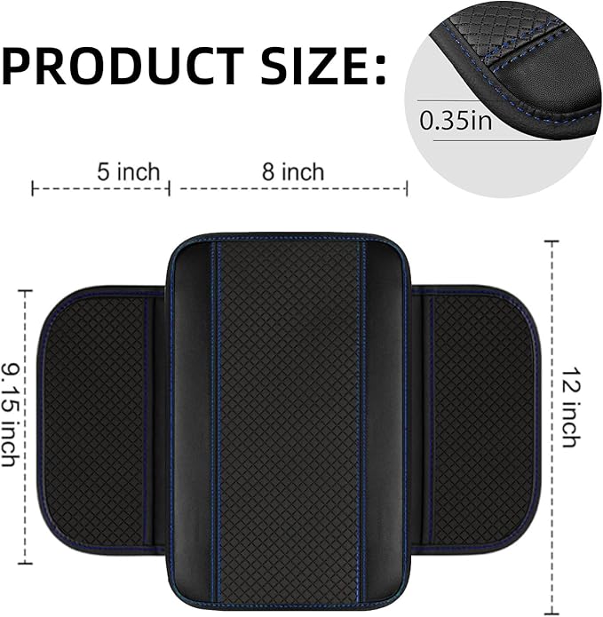 NBTEPEM 6 PCS Car Steering Wheel Cover Set, Microfiber Leather Steering Wheel Covers Universal 14.5-15 inch, Center Console Cover, Seat Belt Cushion, Cup Holder Coaster, Car Accessories Set Blue