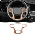 Steering Wheel Trim Cover Frame Decoration Interior Accessories Compatible with Chevrolet Silverado 2019-2023,for Chevrolet Tahoe 2021-2023,for Suburban SUV 2020-2023,Wood grain