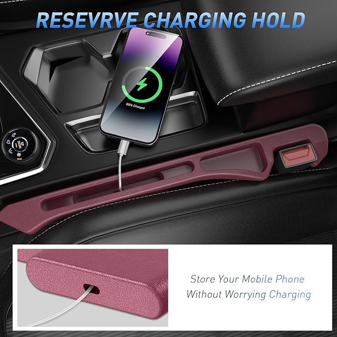 Car Seat Gap Filler 2Pack, Inserts Between Seats Console with Organizer Storage Upgraded Phone Holder Side Seat Gap Fillers Cars Front Seats Fill Plug Car Essentials for Vehicle SUV Truck (Wine Red) | Organizer Storage, Cars Front Seats, Fill Plug, Car...