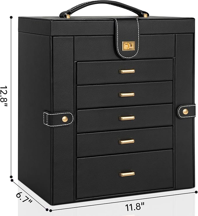 AKOZLIN Huge Jewelry Box Organizer Functional Large Leather Jewelry Storage Case for Women Girls Ring Necklace Earring Bracel