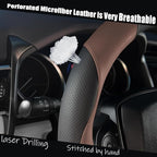 Steering Wheel Cover Universal Standard Size 14.5-15 inch, Breathable Microfiber Leather, Anti-Slip, Soft Grip, Sporty Design