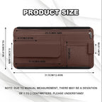 Car Sun Visor Storage Bag, Soft Leather Surface Organizer, Scratch-Resistant Auto Sunshade Organizer Bag, Can Store ID Card, Eyeglasses, Pen, Driving License etc (Brown)