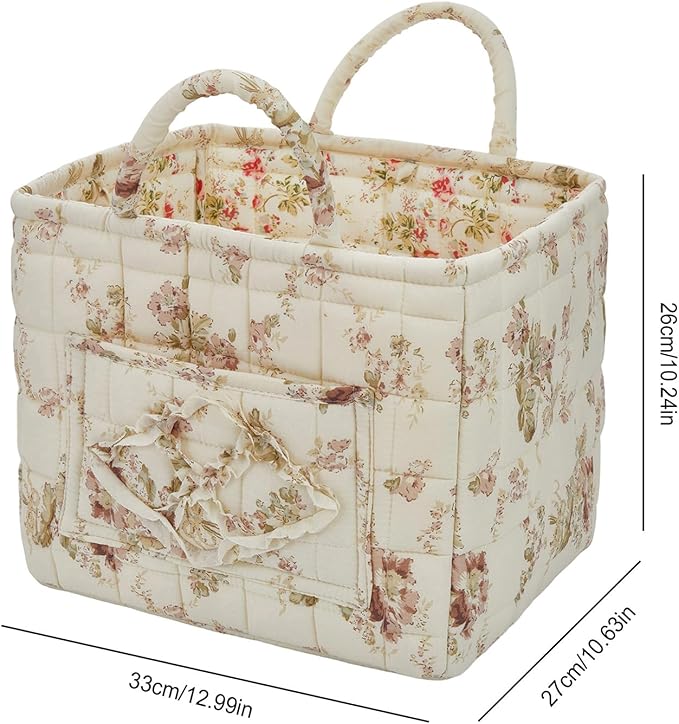 Boho Fabric Storage Basket, Large Capacity Laundry Basket, 12.2'' x 10.23'' x 10.23'' Collapsible Laundry Hamper with Easy Ca