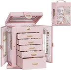 AKOZLIN 360° Rotating Jewelry Box 6-Tier Organizer Functional Jewelry Storage Case for Women Girls Ring Necklace Earring Brac