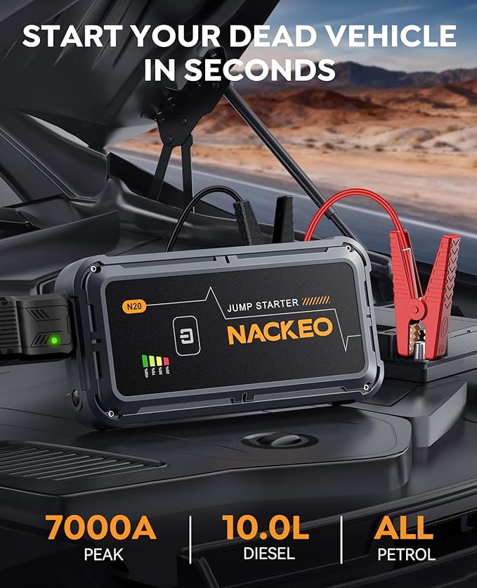 Car Jump Starter 7000A Car Battery Jump Starter Portable Pack for Up to All Gas and 10.0L Diesel Engine 12V Jump Box, Jump