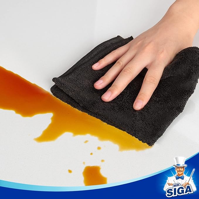 MR.SIGA Microfiber Cleaning Cloth, All-Purpose Microfiber Towels, Streak Free Cleaning Rags, Pack of 12, Black, Size 32 x 32 