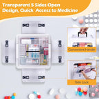 Gifhomfix 18QT Medicine Storage Box with Handles, Large Capacity First Aid Box, Clear Medical Supply Organizer with Removable