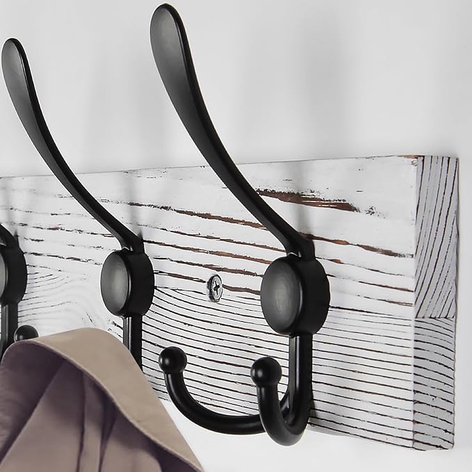 Coat Rack Wall Mount 31.5'' Coat Hanger Wall Mount Old White Coat Hooks for Wall Rustic Towel Racks for Bathroom Living Room 