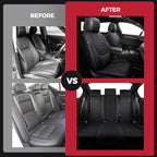 FREESOO Black Car Seat Covers Full Set - Faux Nappa Leather Seat Covers for Cars, Ultra Breathable Waterproof Front Seats Pro