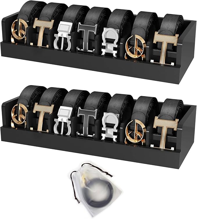 Belt Organizer for Drawer - Bamboo Belt Storage Organizer | Belt Rack for Closet Wall Mount Men Women Tie Sock Bra Scarf Ribb