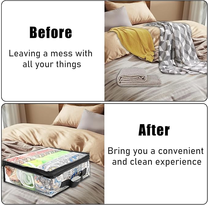10 Pcs Extra Large Clear Travel Packing Cube，16 x 12 x 4 Clear Vinyl Zippered Storage Bags See Through Moving Bag Plastic Sto