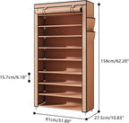 Laiensia 9-Tier Vertical Shoe Rack Organizer, Space Saving Shoe Storage Organizer, Non-Woven Cover Shoe Shelf Holds 36-45 Pai