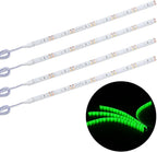 Green (515-525nm) LED Strip Lights 12V Waterproof for Auto Car Truck Boat Motorcycle Interior Lighting 12'' 30CM 2835 SMD UL Listed Pack of 4