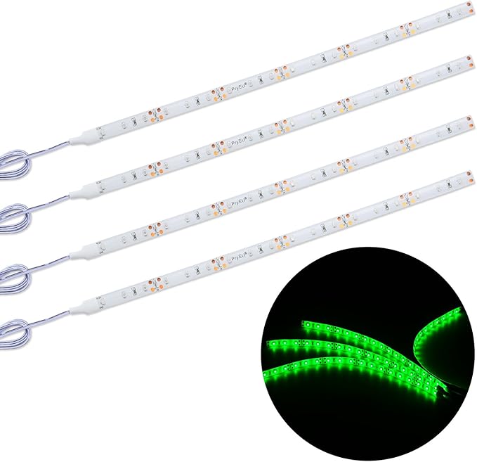 Green (515-525nm) LED Strip Lights 12V Waterproof for Auto Car Truck Boat Motorcycle Interior Lighting 12'' 30CM 2835 SMD UL Listed Pack of 4