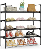 Kitsure Shoe Rack - 4-Tier Shoe Organizer, Shoe Rack for Closet, Entryway, Bedroom, Easy- Assembly Storage Shelf with Side Ha