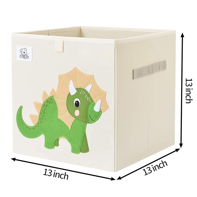 CLCROBD Foldable Animal Cube Storage Bins Fabric Toy Box/Chest/Organizer for Toddler/Kids Nursery, Playroom, 13 inch (Tricera