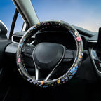 Multicolor Wildflower Steering Wheel Cover Auto Jacquard Steering Wheel Protector, Anti-Slip, Breathable, Absorbing Sweat, Un