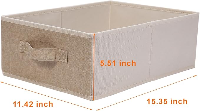 JAKAGO Fabric Storage Bins set of 4 Rectangle Storage Baskets with Handle Foldable Closet Organizer for Clothes Towel bedding